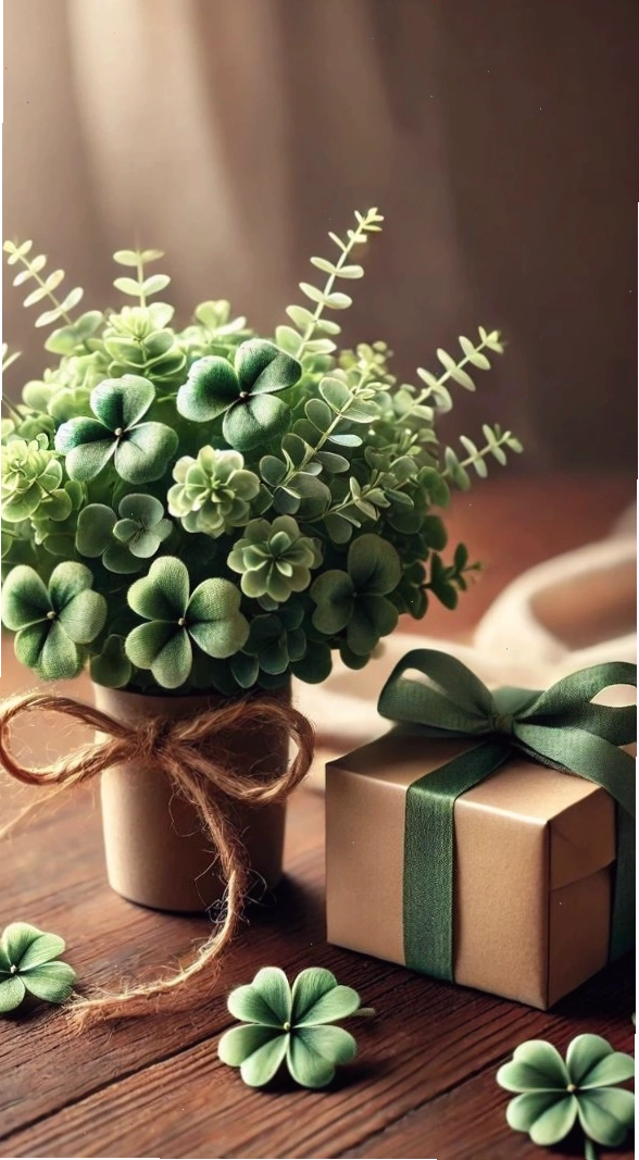 Hình nền cỏ 4 lá dưới ánh nắng, biểu tượng của sự may mắn và khởi đầu mới