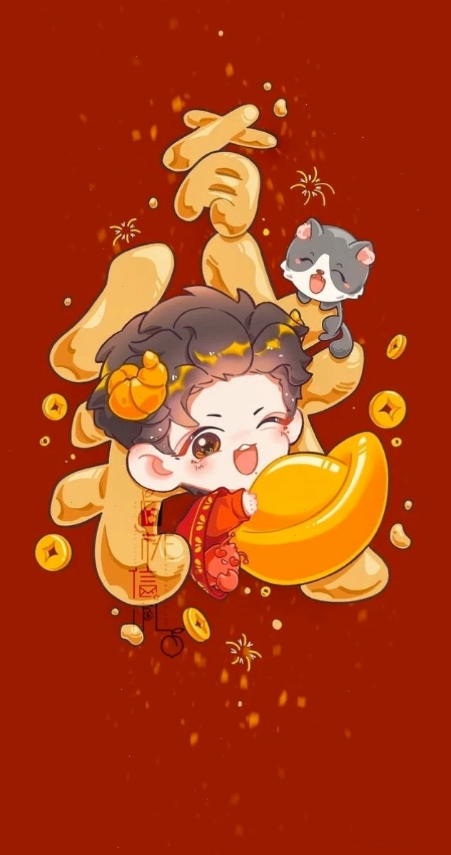 Hình nền Tết anime chibi dễ thương