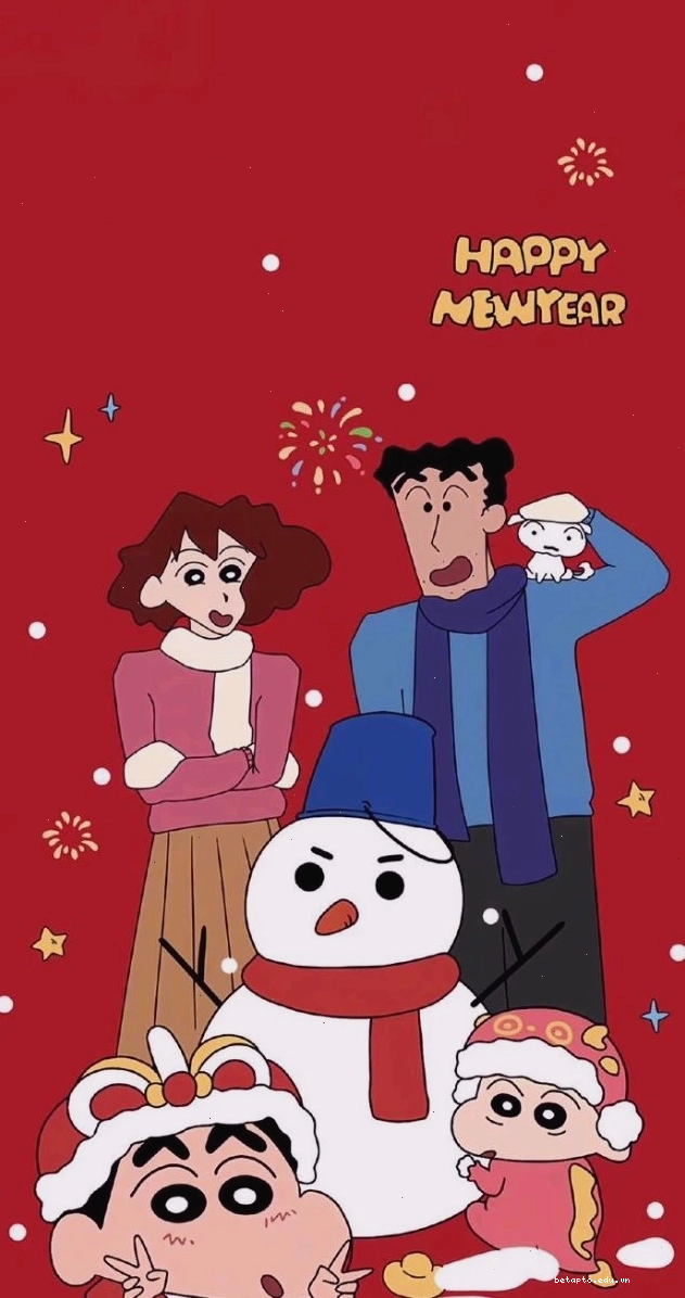 Hình nền Tết gia đình cu Shin