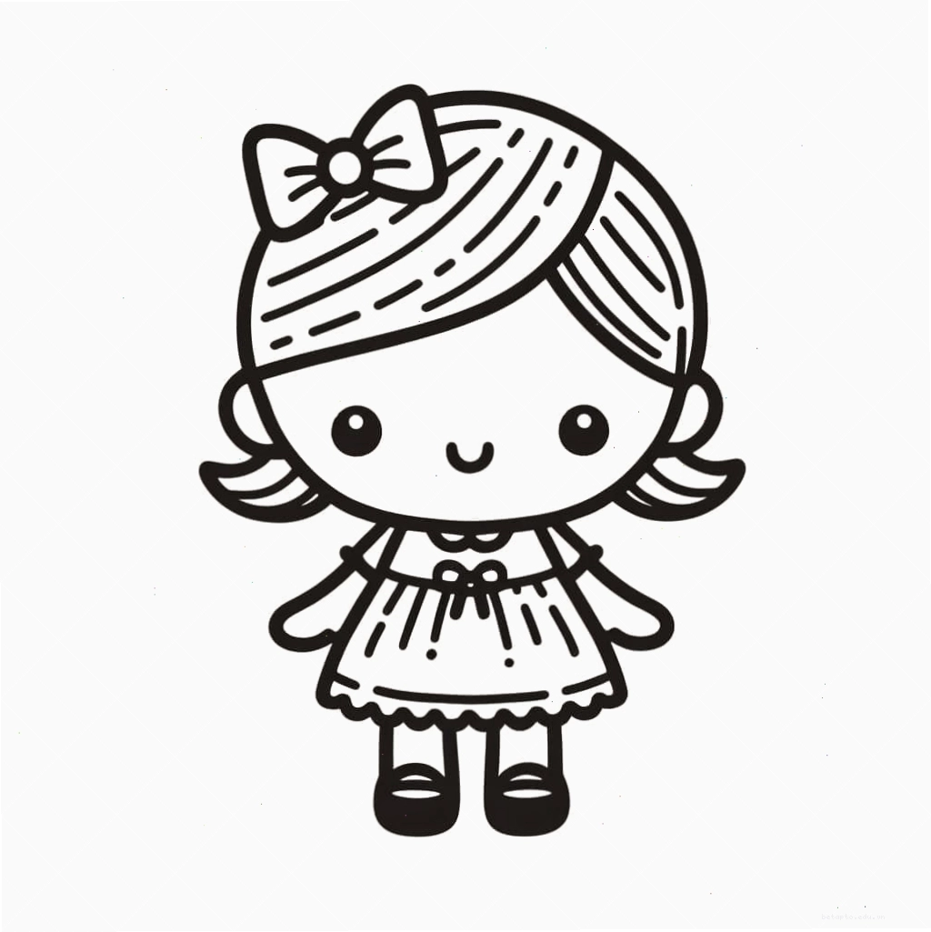 Hình tô màu búp bê nhỏ cute