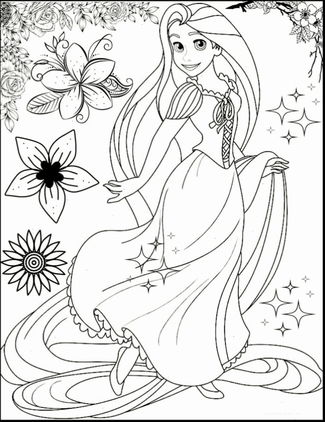 Hình tô màu công chúa Rapunzel đẹp mắt giúp bé rèn luyện sự khéo léo
