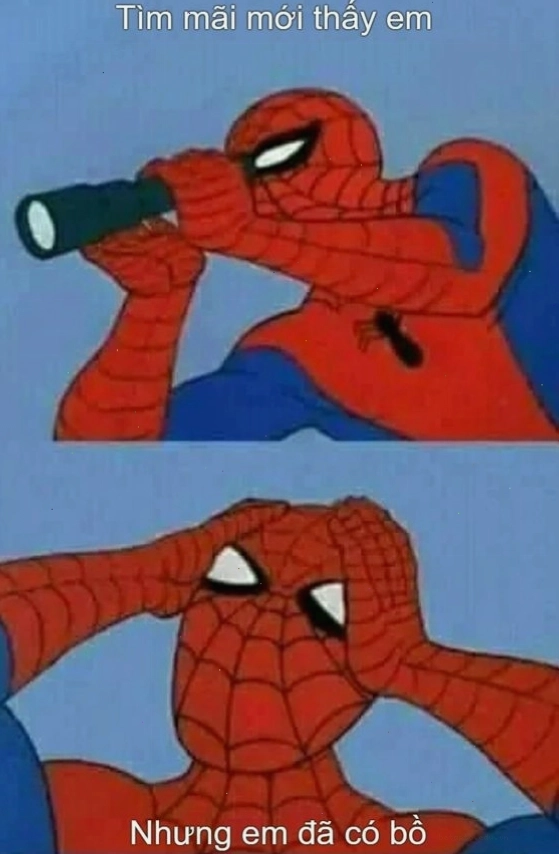 Meme 3 người nhện thể hiện sự đau khổ ảnh chế