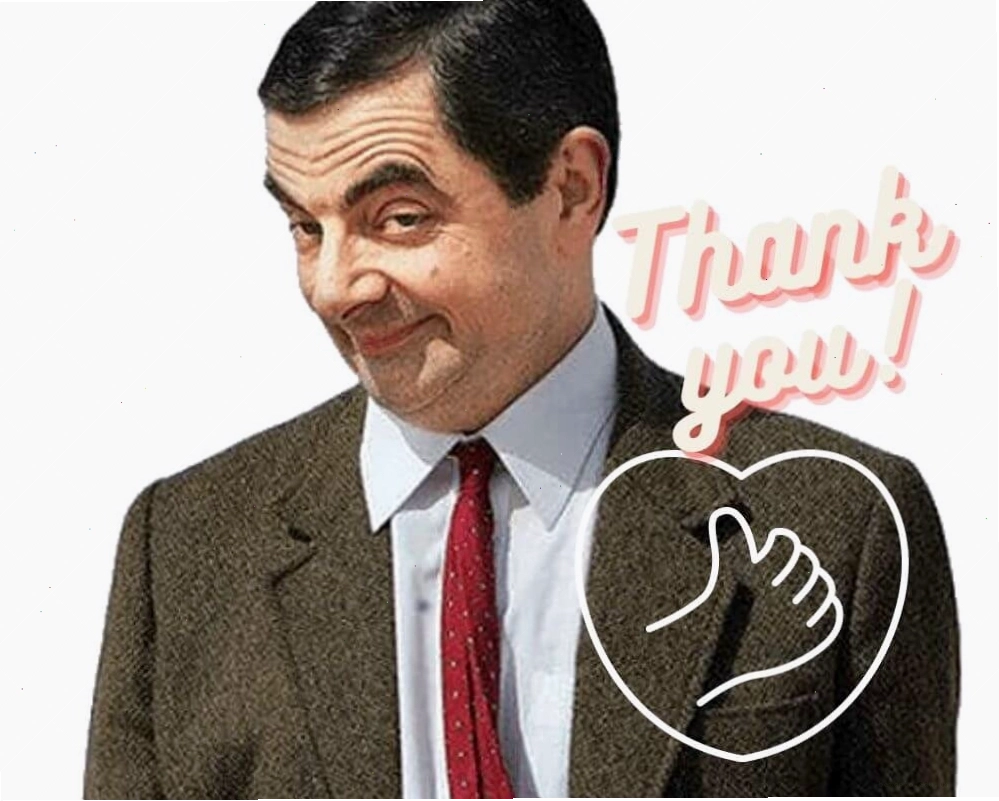 Meme Mr. Bean thể hiện lời cảm ơn hài hước