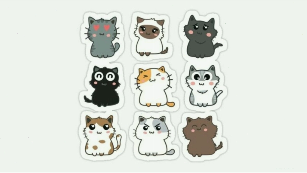 Mèo chibi mập với biểu cảm đáng yêu