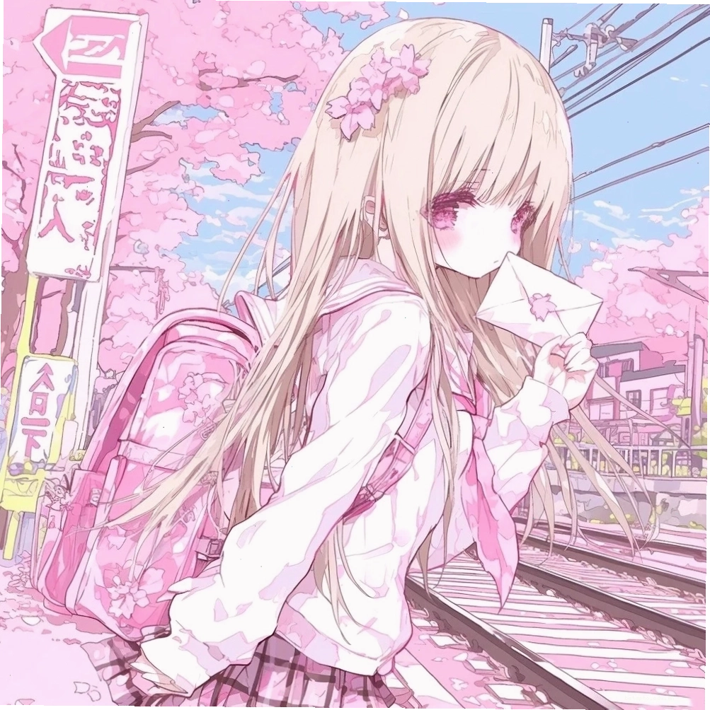 Nhân vật anime ngắm nhìn hoa anh đào