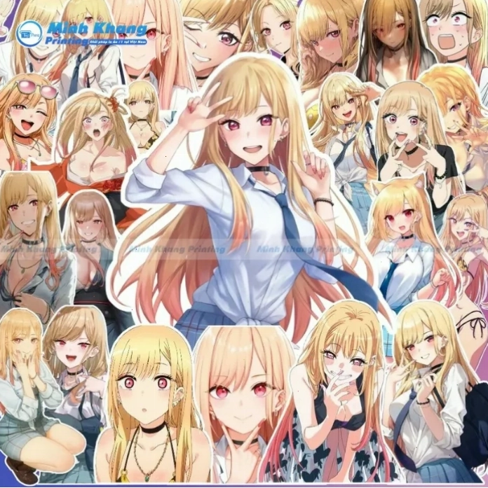 Sticker anime trắng đen với đường nét tinh tế