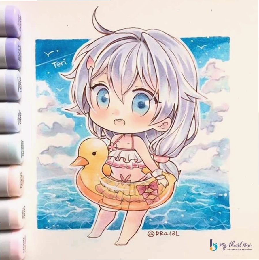 Tranh anime chibi dễ thương với các biểu cảm sinh động