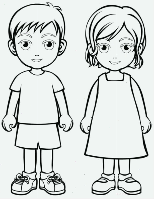 Tranh tô màu bạn trai và bạn gái đang chơi đùa vui vẻ