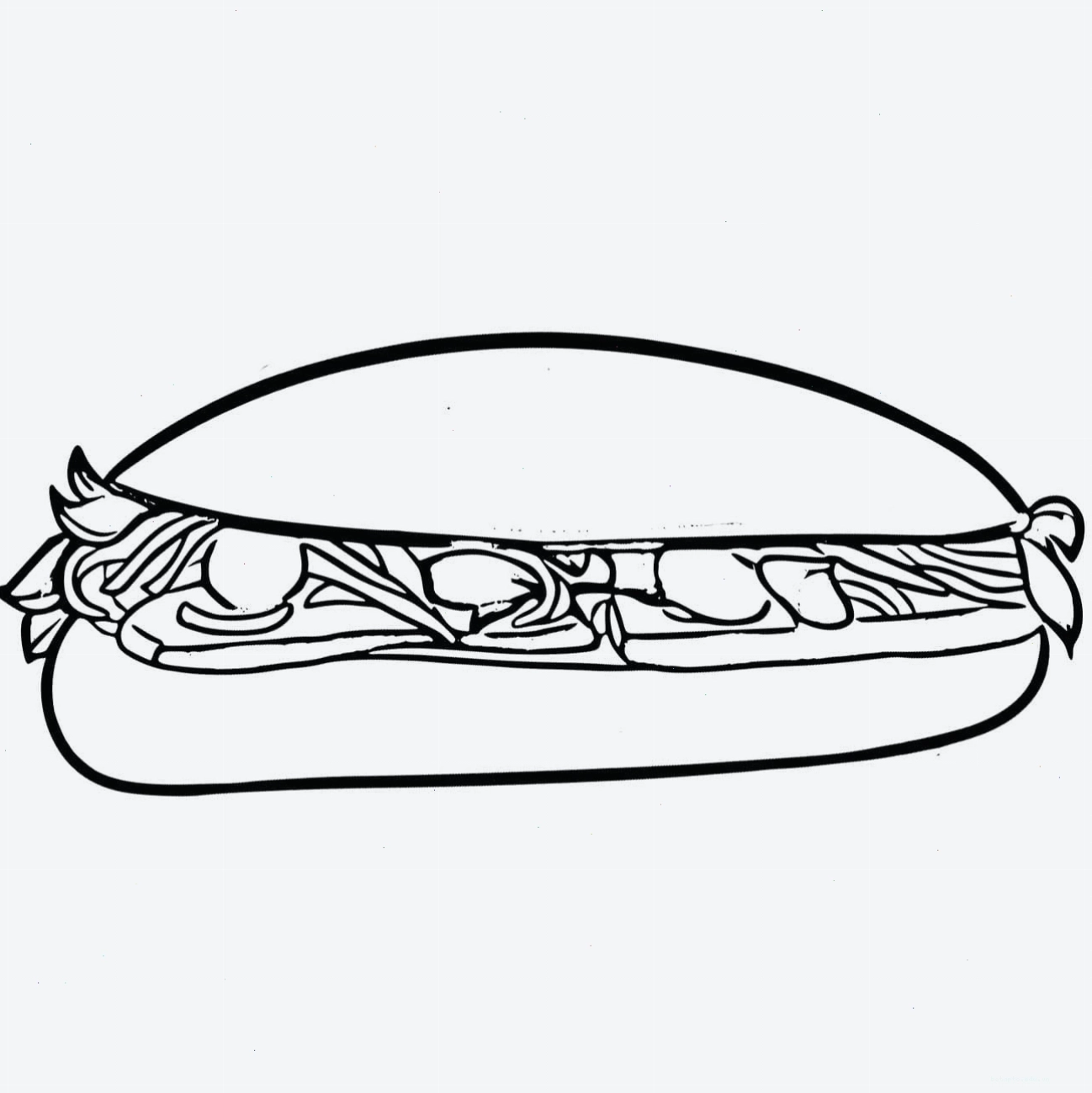 Tranh tô màu bánh mì thịt thơm ngon