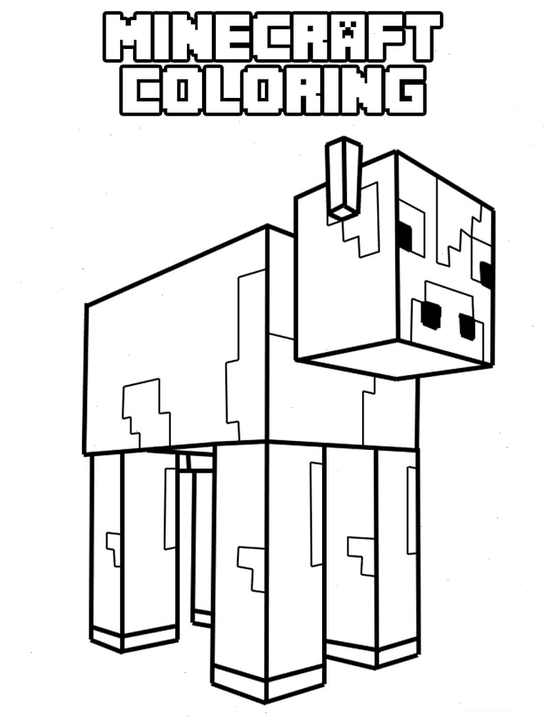 Tranh tô màu bò Minecraft theo phong cách Hiha