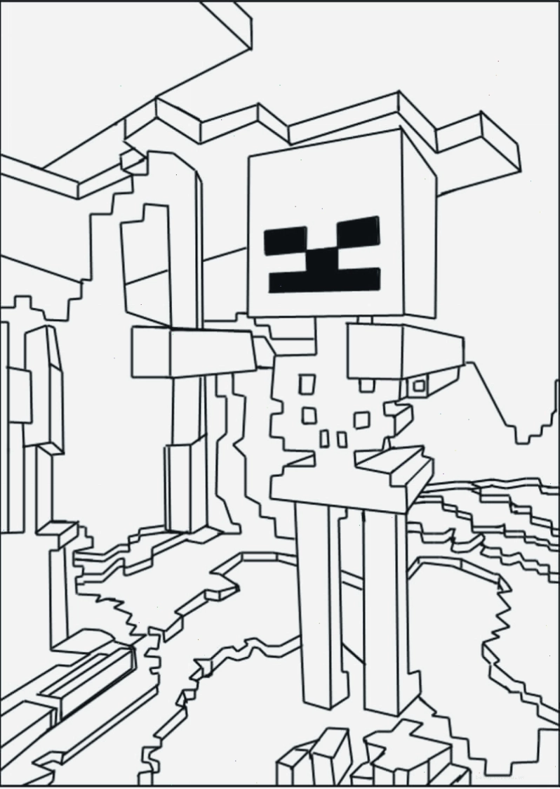 Tranh tô màu bộ xương Minecraft theo phong cách Hiha