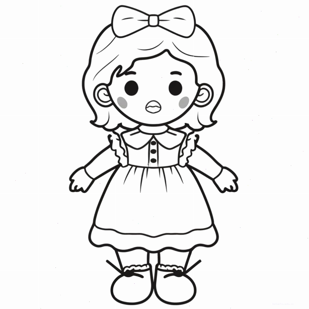 Tranh tô màu búp bê đẹp với váy áo lộng lẫy
