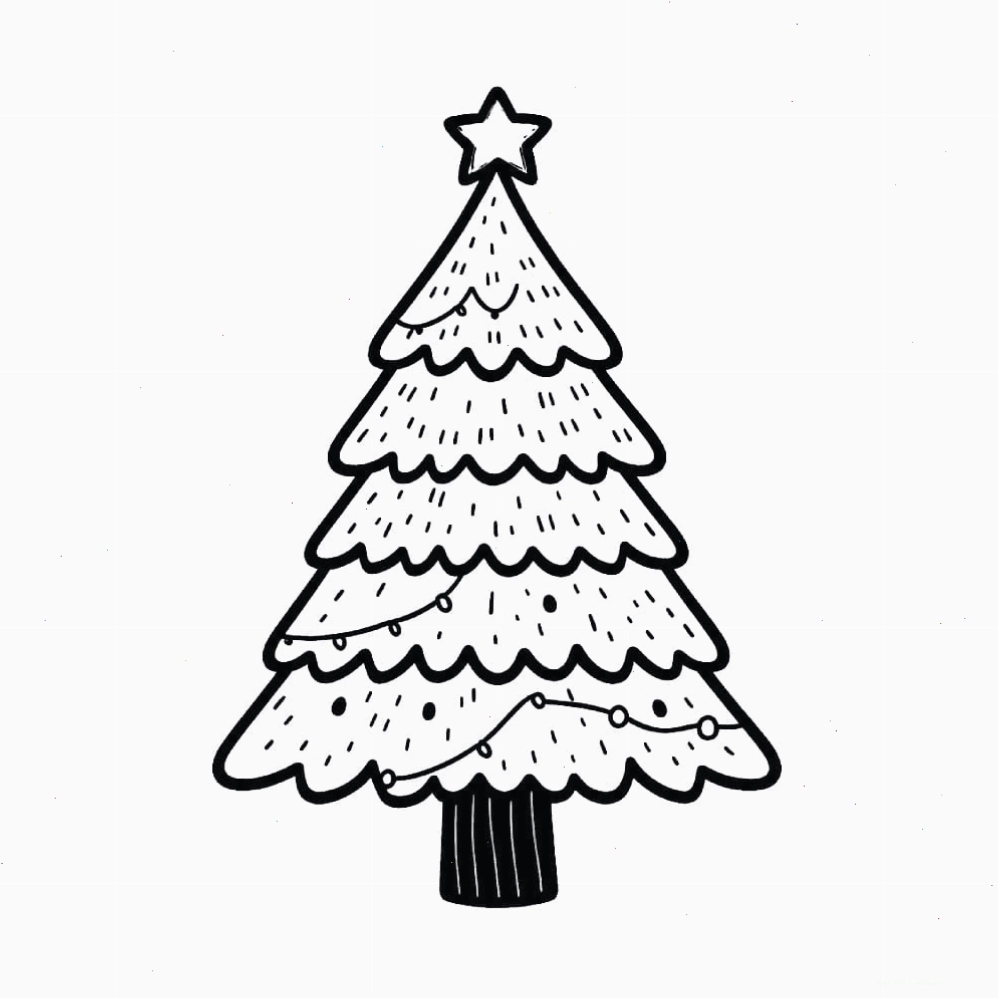 Tranh tô màu cây thông Noel lớn với nhiều chi tiết trang trí