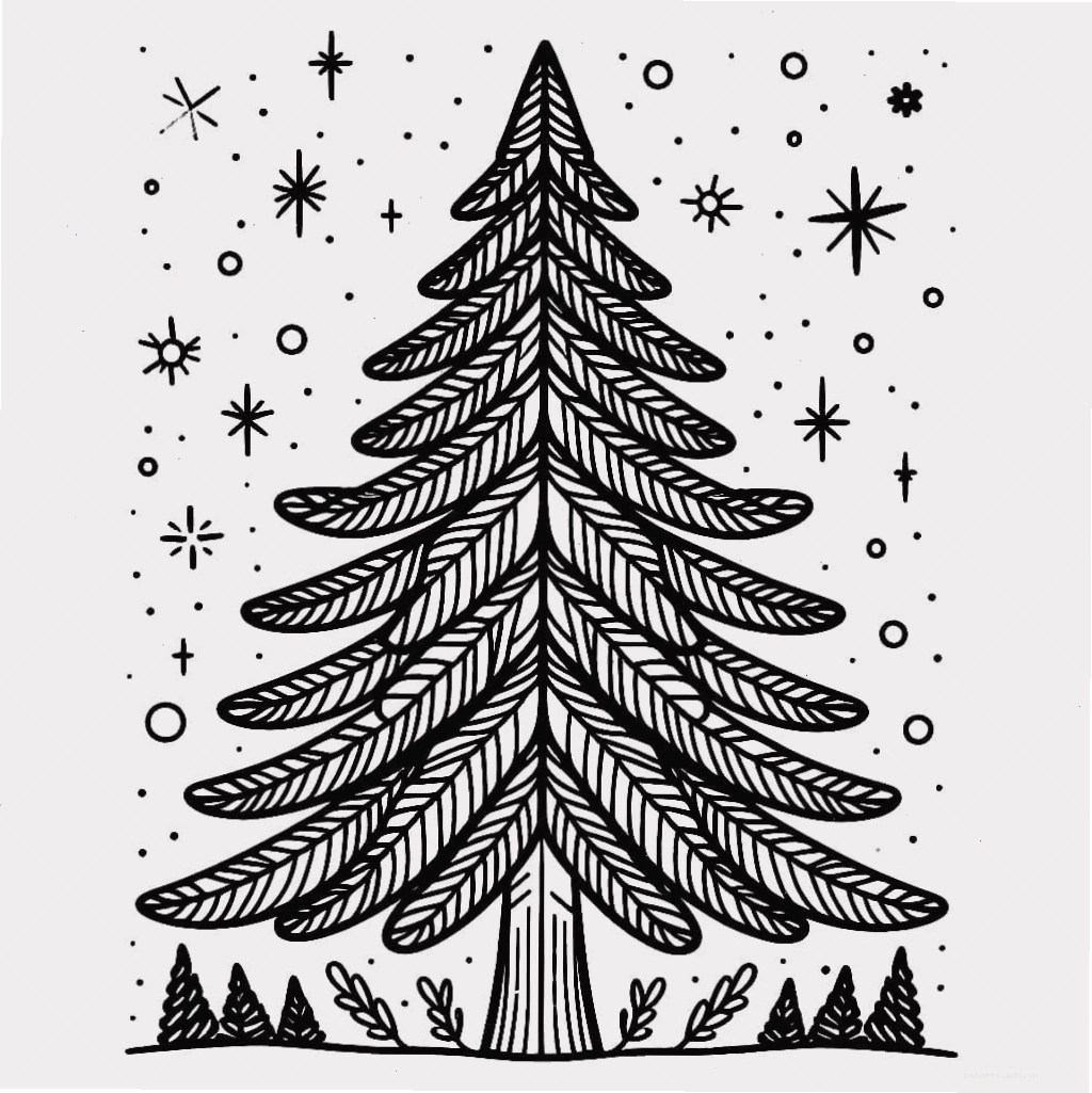 Tranh tô màu cây thông Noel to lớn