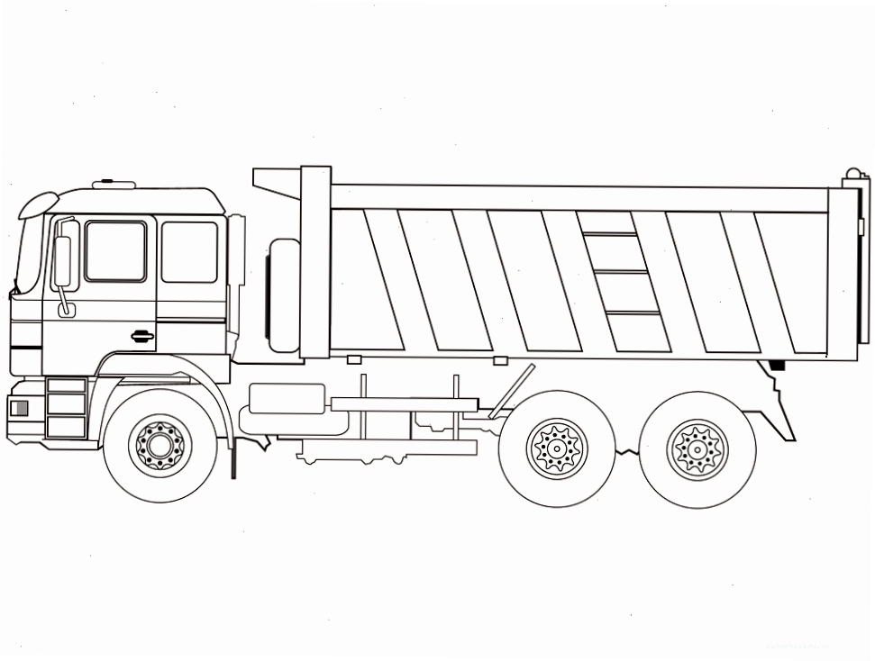Tranh tô màu chiếc xe tải ben đơn giản cho bé