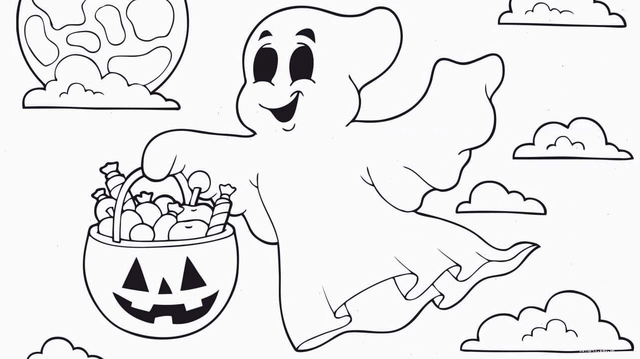 Tranh tô màu con ma Halloween