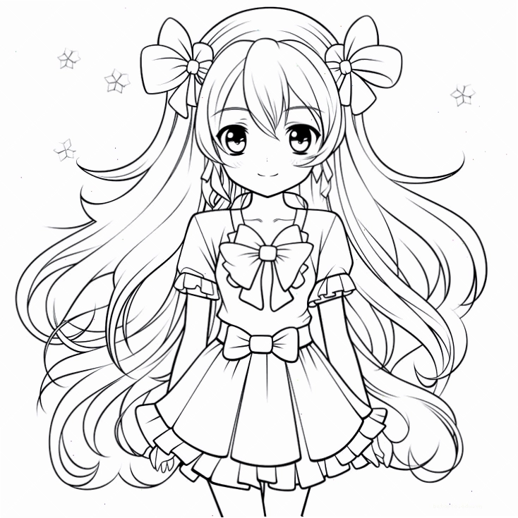 Tranh tô màu công chúa anime cute