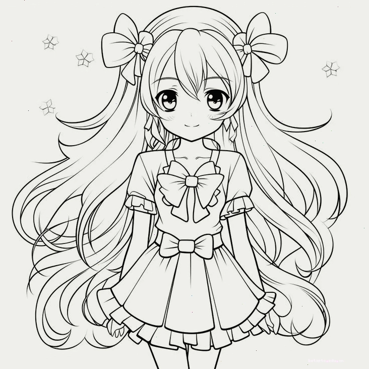 Tranh tô màu công chúa anime cute