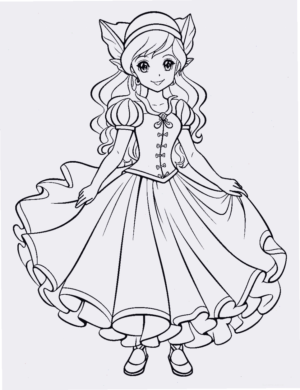 Tranh tô màu công chúa anime cute