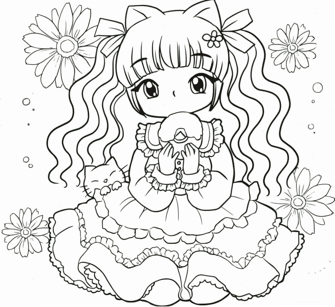 Tranh tô màu công chúa anime dễ thương