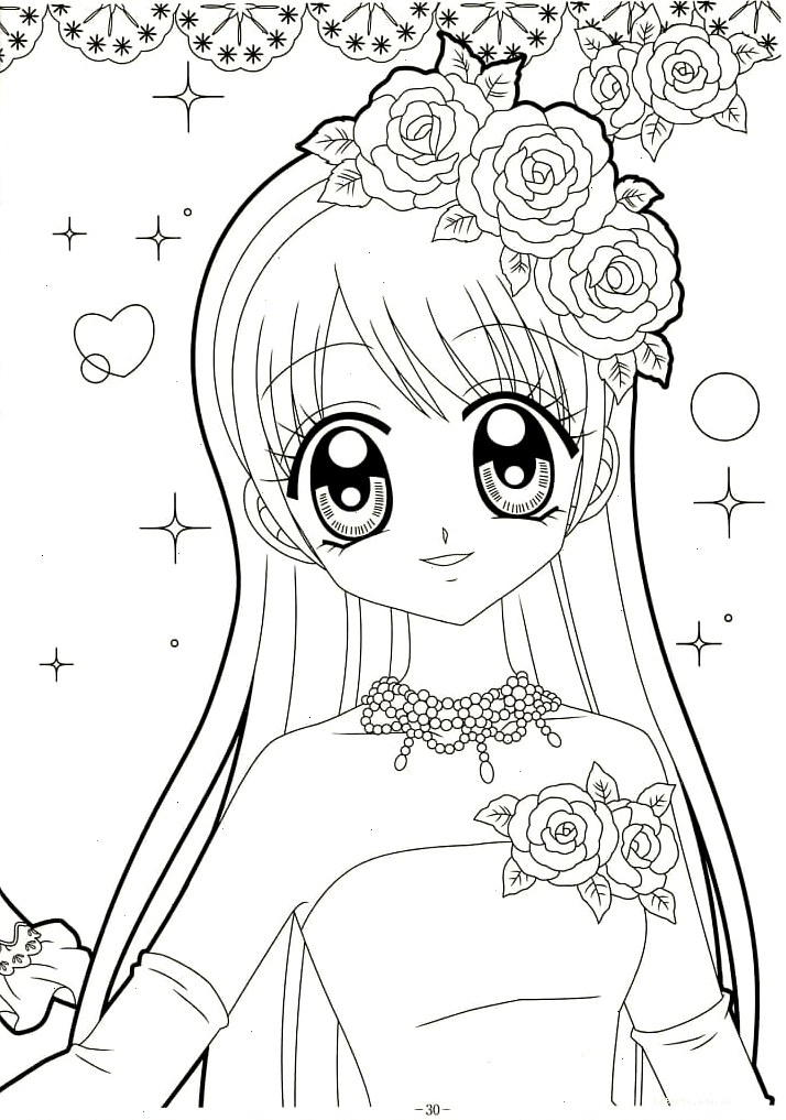 Tranh tô màu công chúa anime đẹp lộng lẫy
