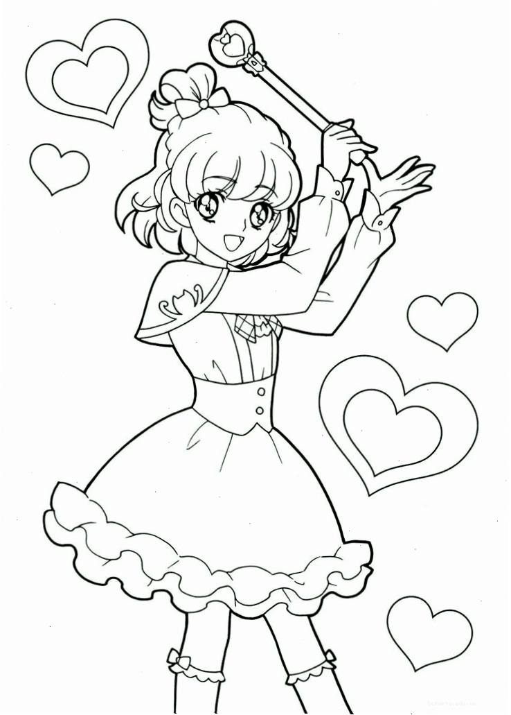 Tranh tô màu công chúa anime đẹp với sắc màu tươi sáng