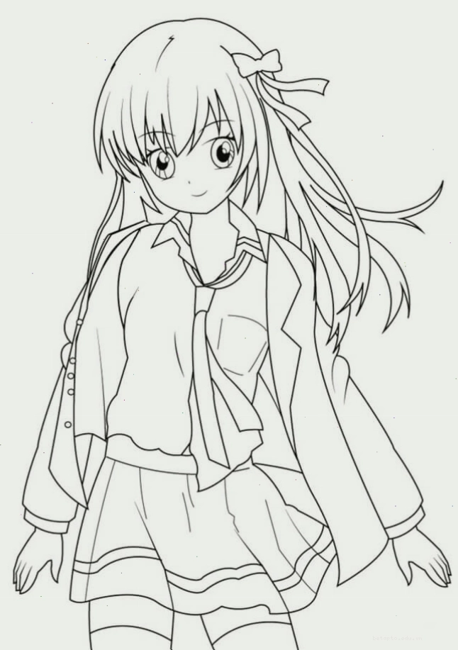 Tranh tô màu công chúa anime đơn giản cho bé tập tô