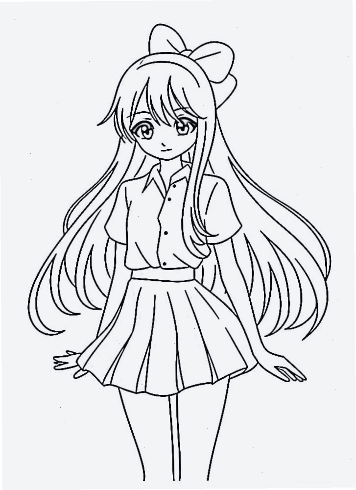 Tranh tô màu công chúa anime xinh đẹp với nhiều chi tiết để bé tô màu