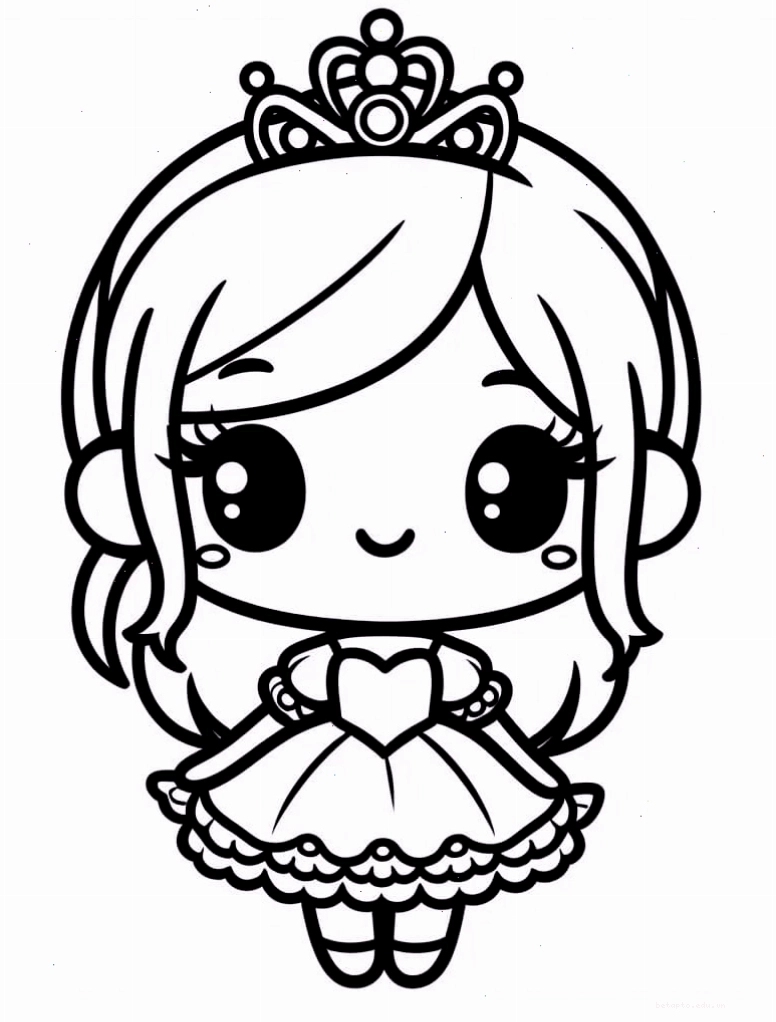 Tranh tô màu công chúa chibi bé nhỏ đáng yêu