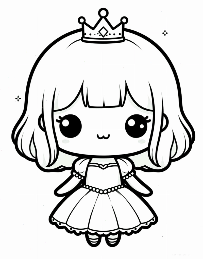 Tranh tô màu công chúa chibi đáng yêu nhất