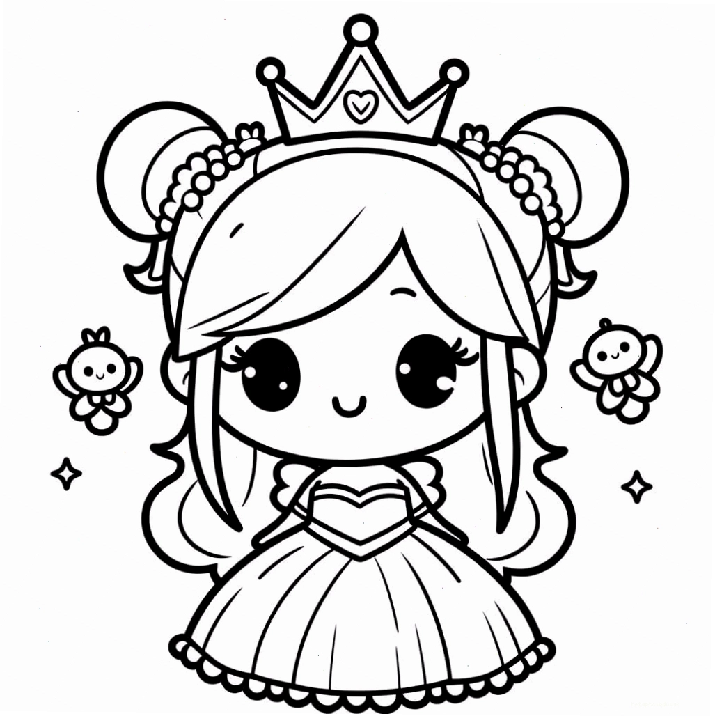Tranh tô màu công chúa chibi đẹp mắt