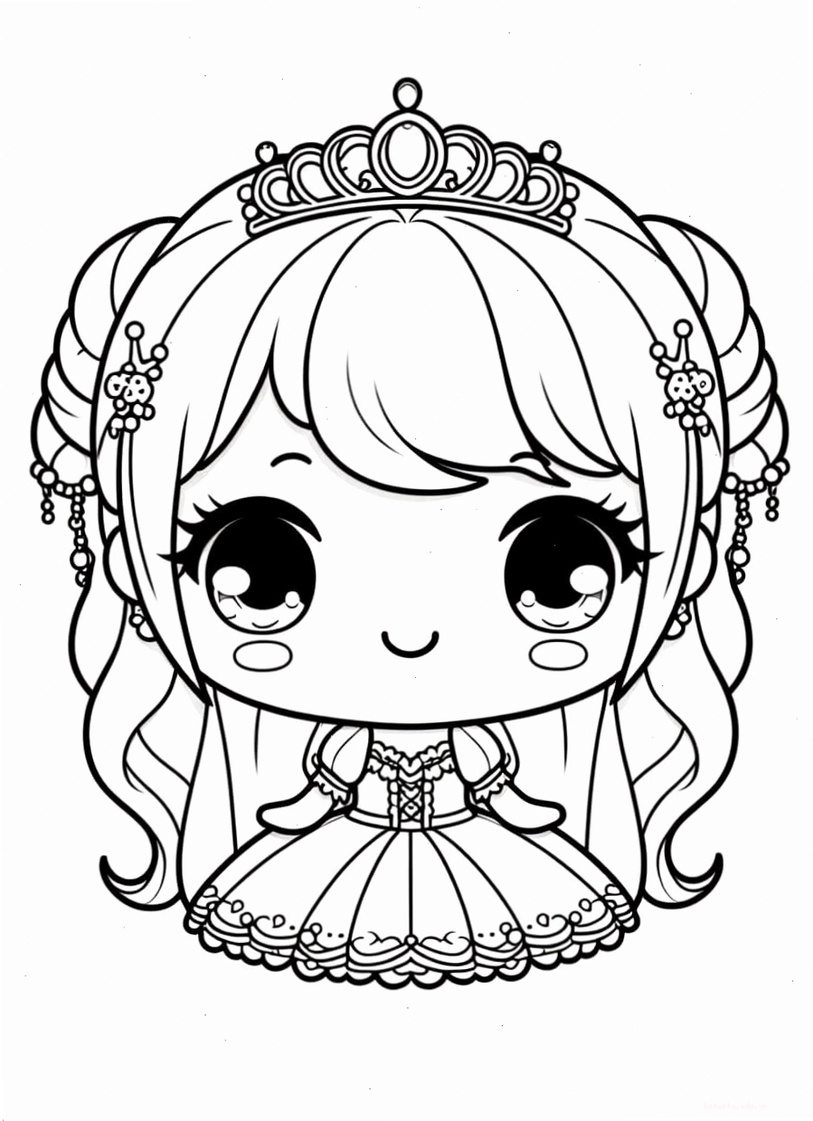 Tranh tô màu công chúa chibi xinh đẹp với tông màu pastel