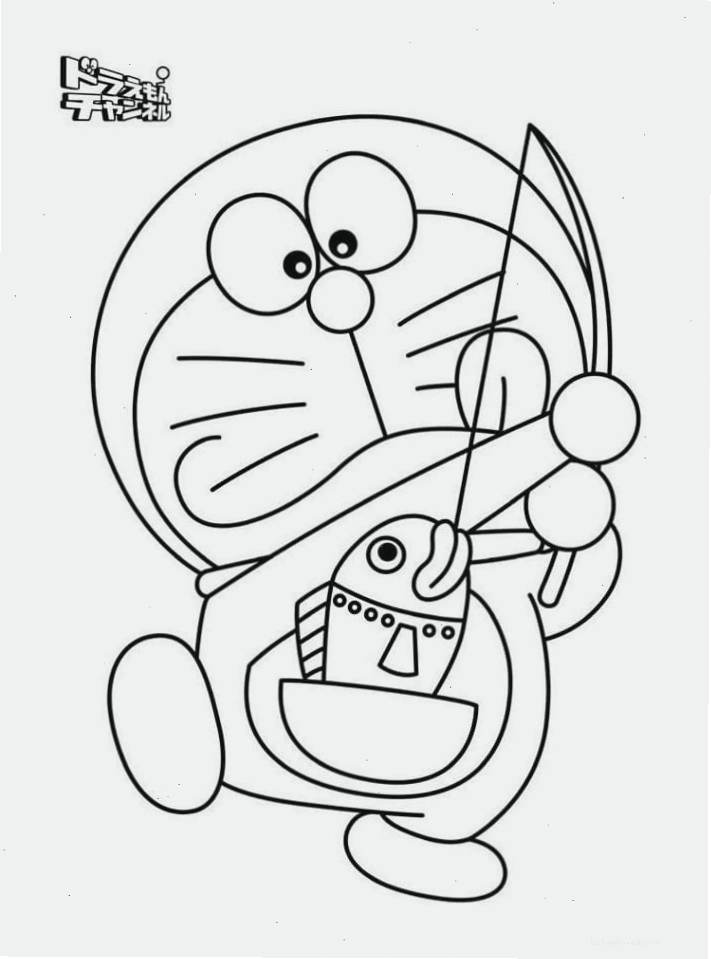 Tranh tô màu Doremon và Nobita cùng đi câu cá