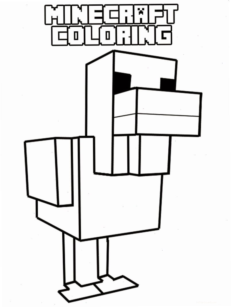 Tranh tô màu gà Minecraft theo phong cách Hiha