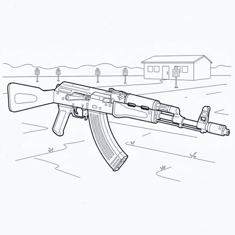 Tranh tô màu khẩu súng AK 47
