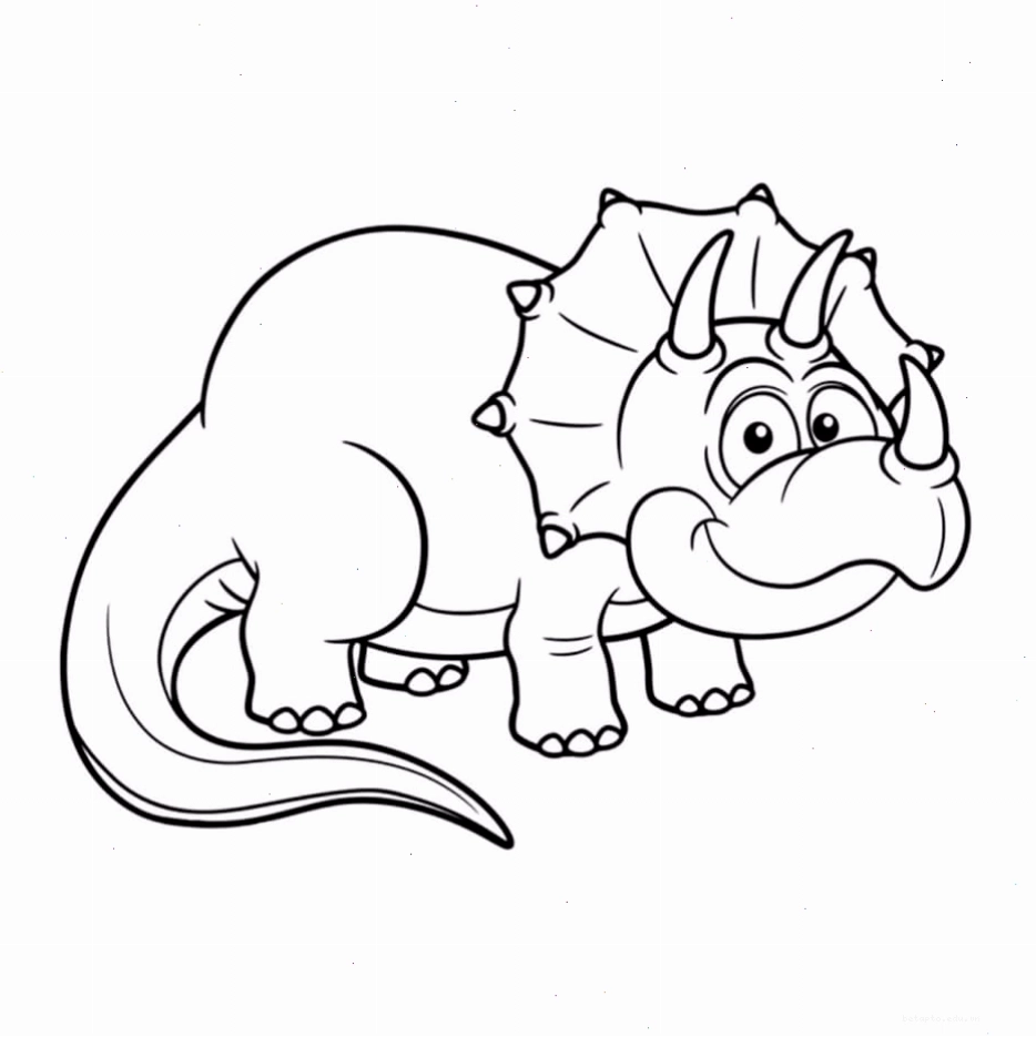 Tranh tô màu khủng long Triceratops dễ thương với các chi tiết rõ nét