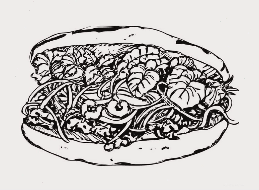 Tranh tô màu món bánh mì Việt Nam