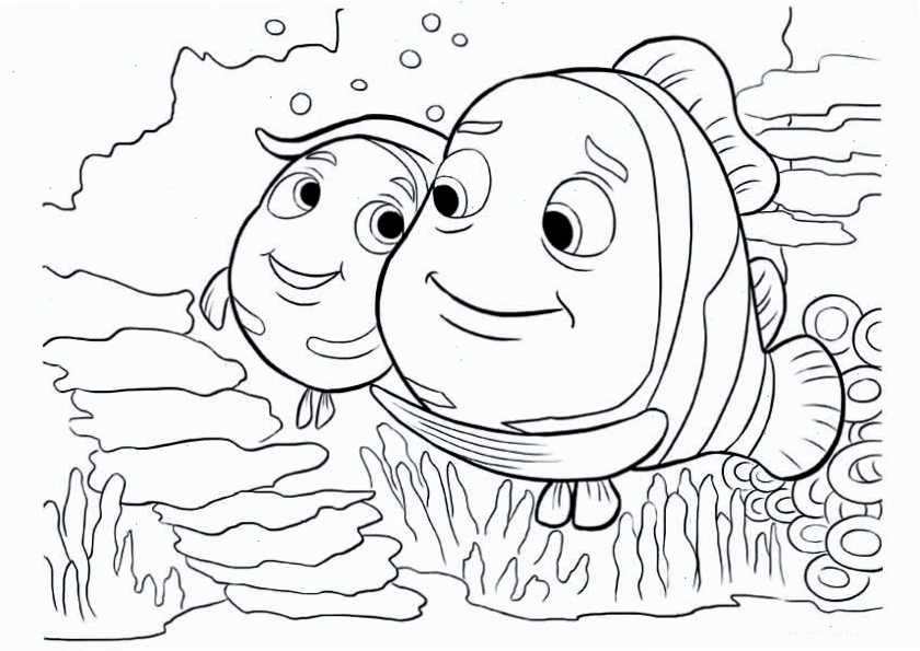 Tranh tô màu Nemo và bố