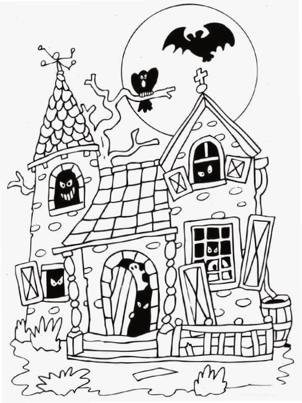 Tranh tô màu ngôi nhà Halloween