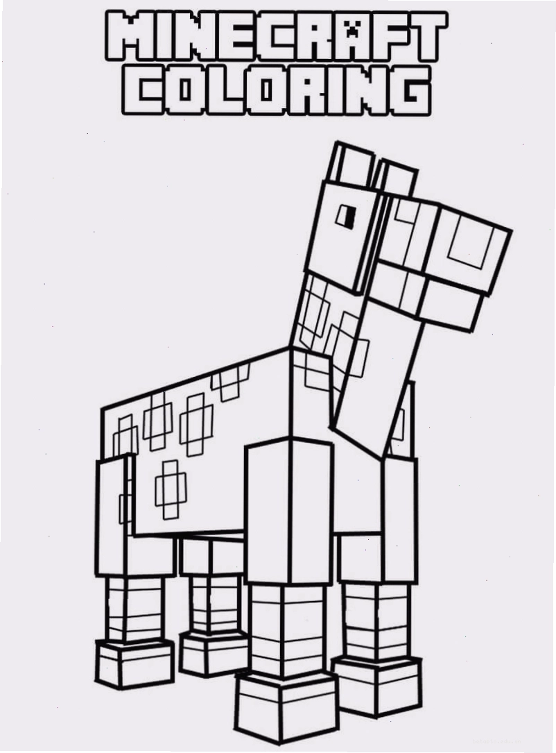 Tranh tô màu ngựa Minecraft theo phong cách Hiha