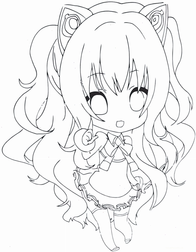 Tranh tô màu nhân vật nữ anime cute với trang phục và kiểu tóc đa dạng