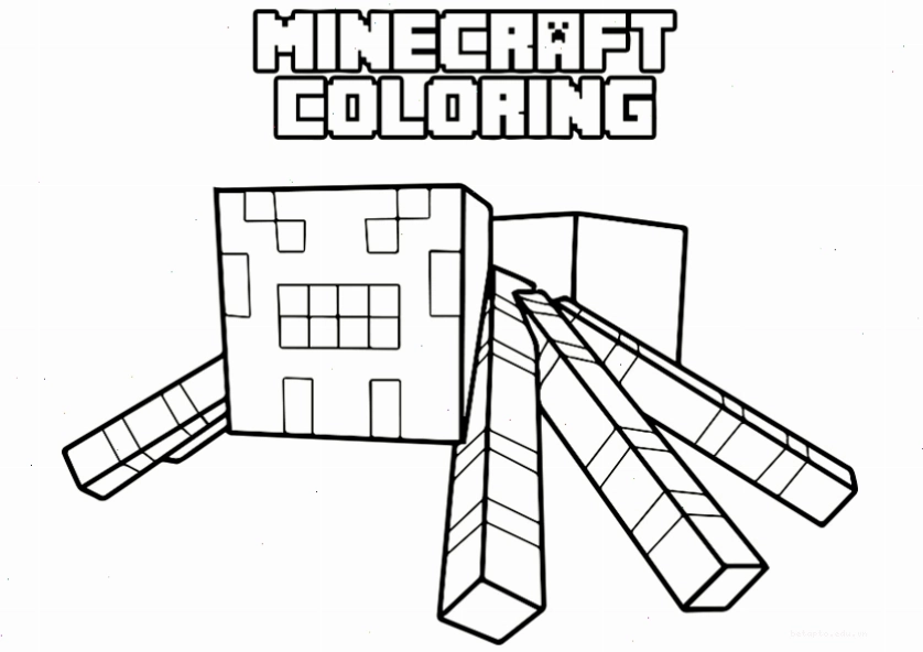 Tranh tô màu nhện Minecraft theo phong cách Hiha
