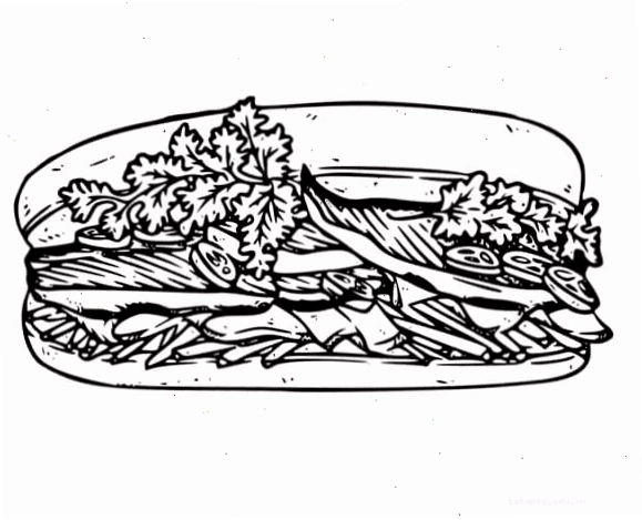 Tranh tô màu ổ bánh mì đơn giản