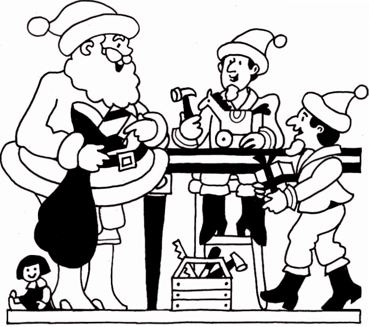 Tranh tô màu ông già Noel đang đóng gói quà