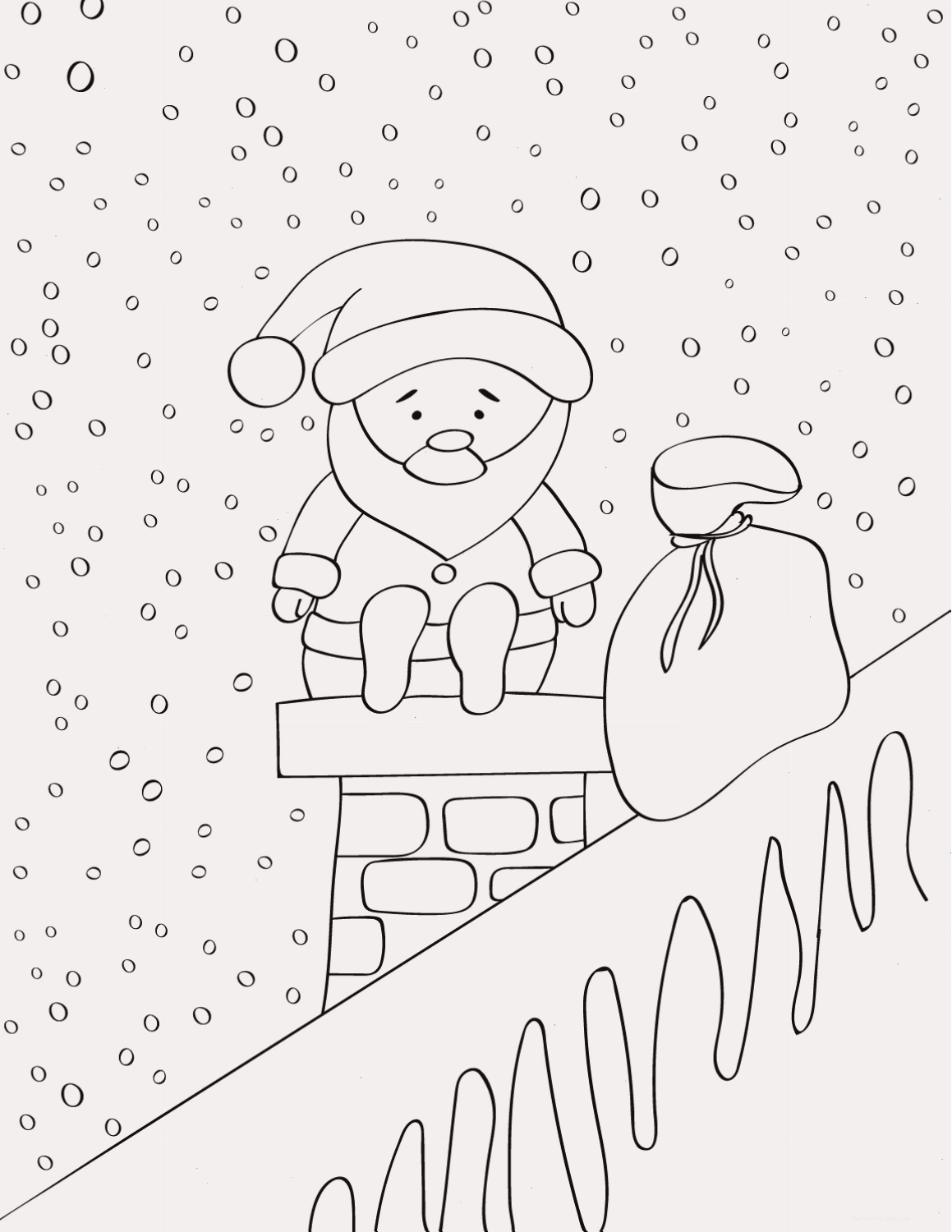 Tranh tô màu ông già Noel trên ống khói