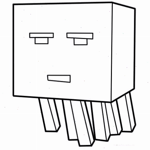 Tranh tô màu sinh vật Ghast trong Minecraft theo phong cách Hiha