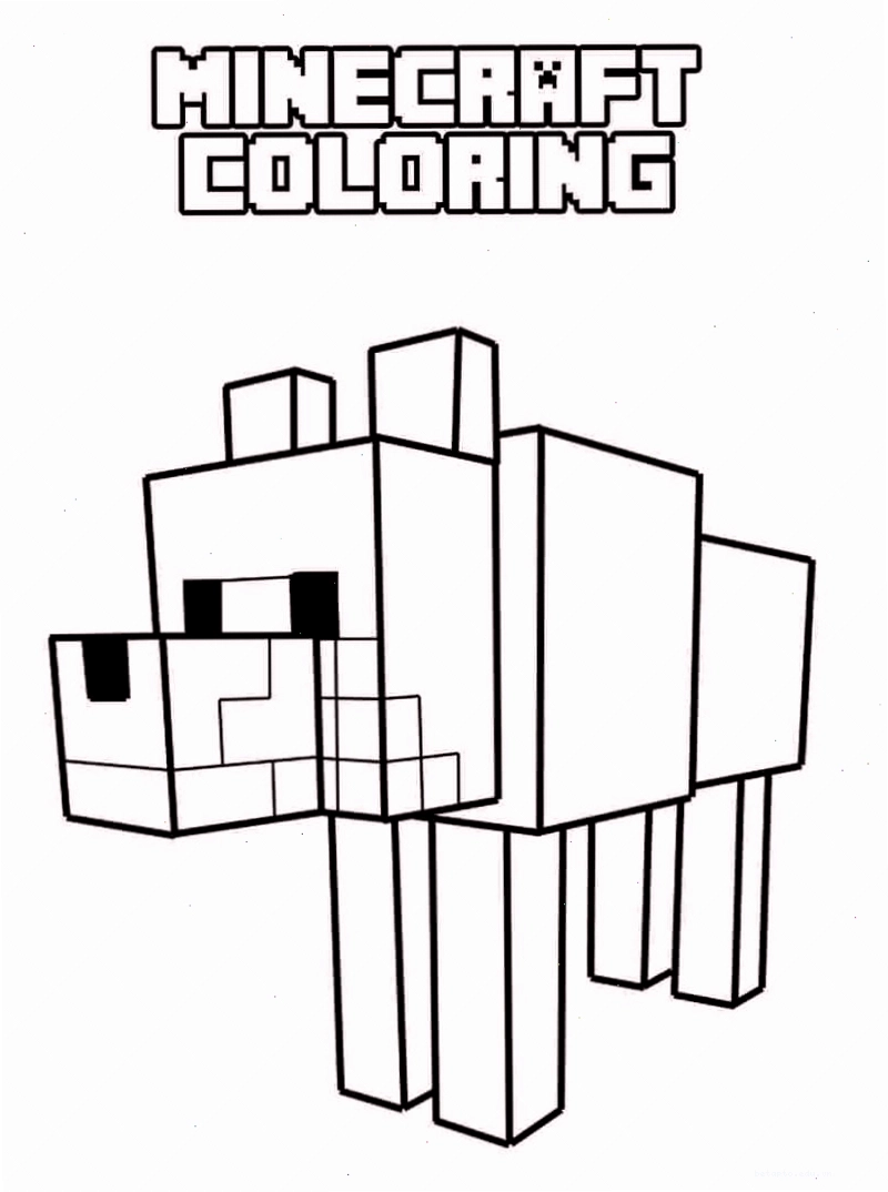 Tranh tô màu sói Minecraft theo phong cách Hiha