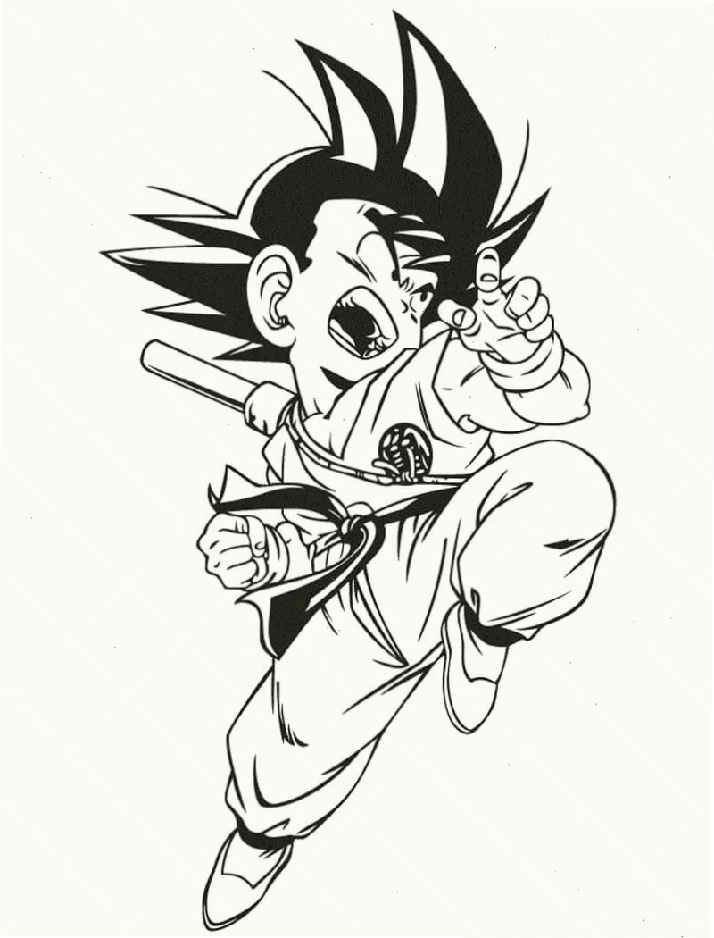 Tranh tô màu Songoku Chibi đáng yêu với phong cách hoạt hình