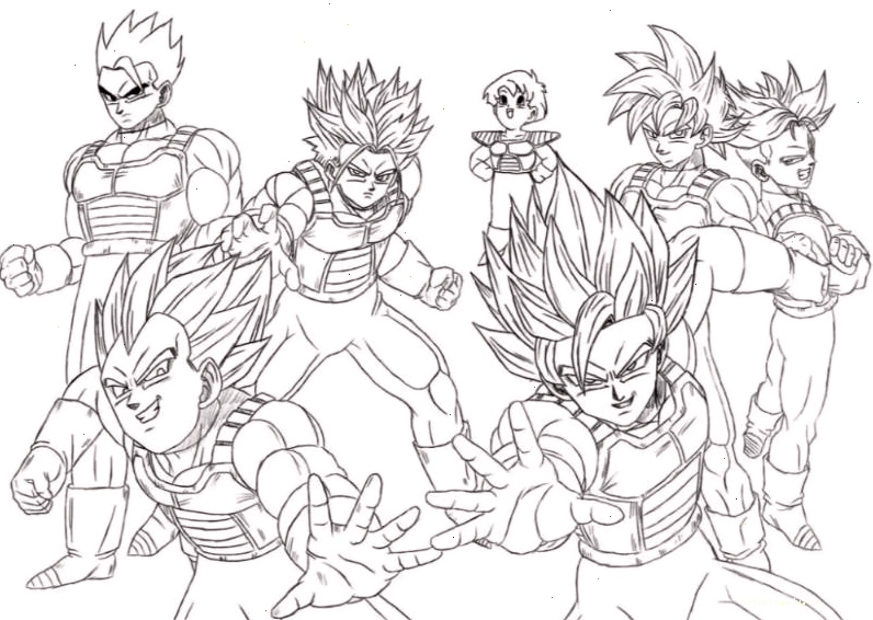 Tranh tô màu Songoku Super Saiyan với mái tóc vàng đặc trưng