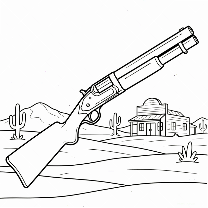 Tranh tô màu súng shotgun hai nòng